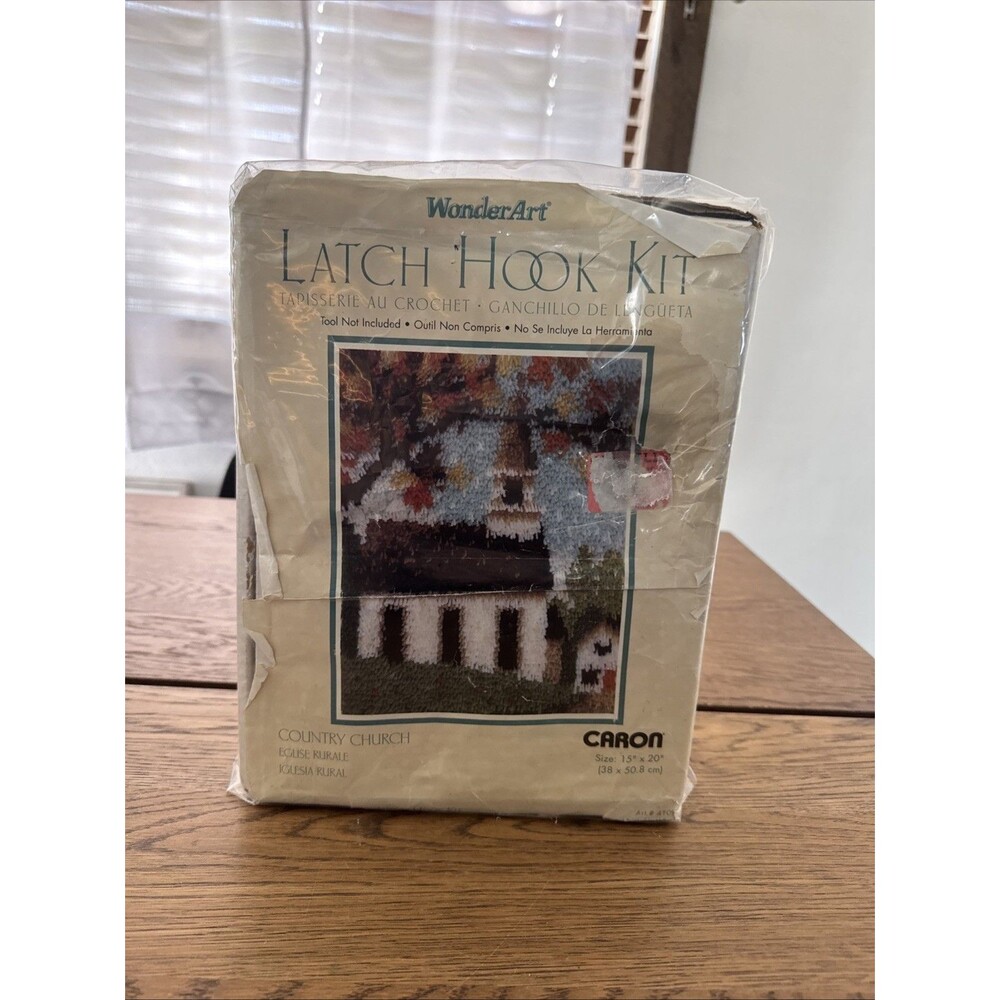 WonderArt Latch Hook Kit  Country Church 15x20 Sealed New Old Stock Original